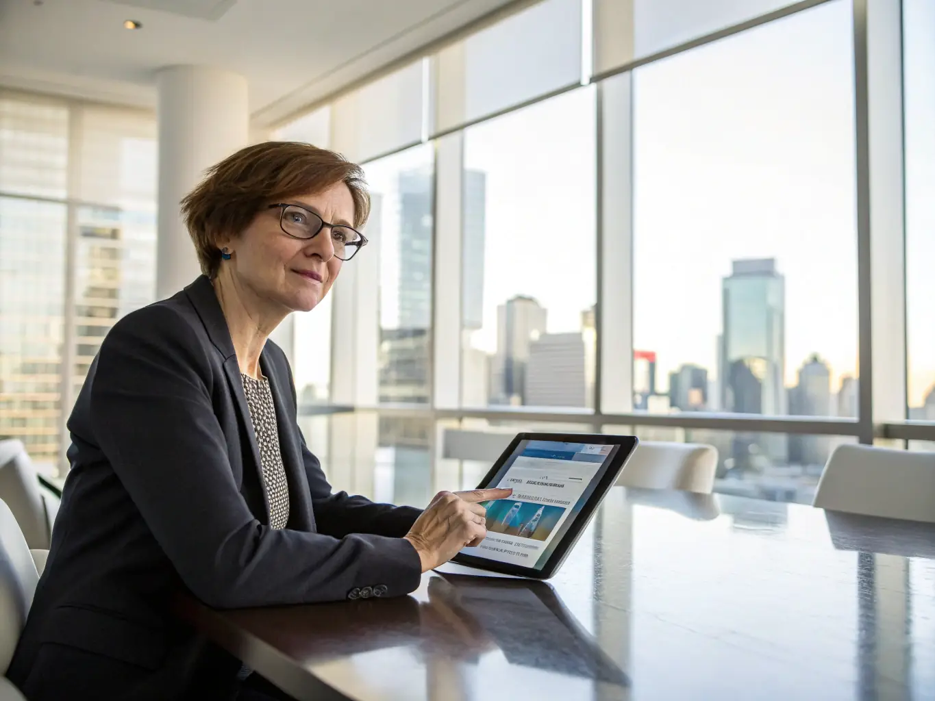 An executive assistant organizing documents and managing schedules in a modern office, demonstrating excellent communication and organizational skills, with a focus on efficiency and professionalism.